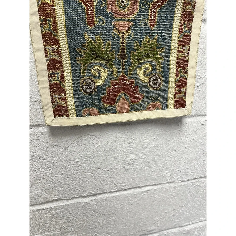 Hand Embroidered Floral Table Runner Tapestry Eastern European‎ Turkish Blue Red